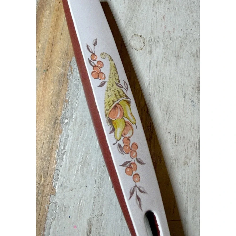 Vintage STANLEY Stainless Steel Ladle USA Cornucopia Fruit Harvest Print MCM
